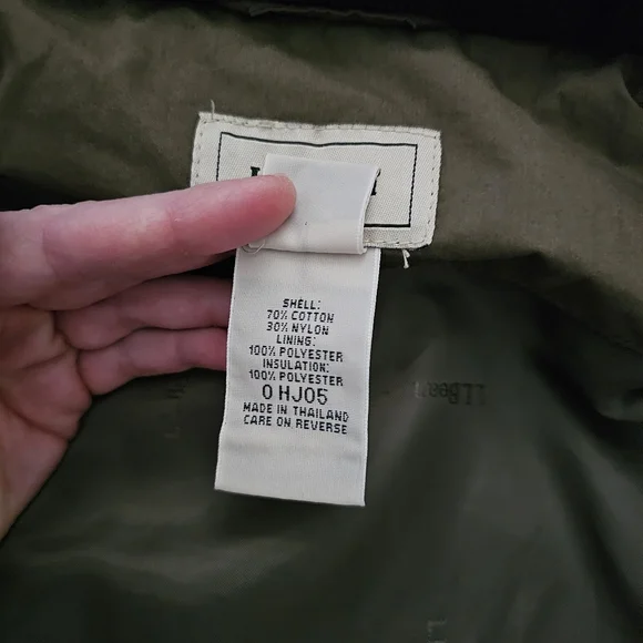 Lands' End Olive Green Quilted Jacket with Black Cordorouy Collar - Picture 4 of 10